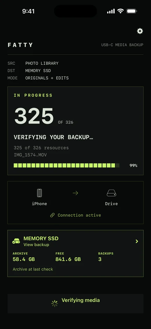 Verifying the backup file by file
