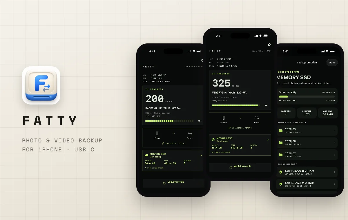 Fatty — iPhone Photo & Video Backup screenshot
