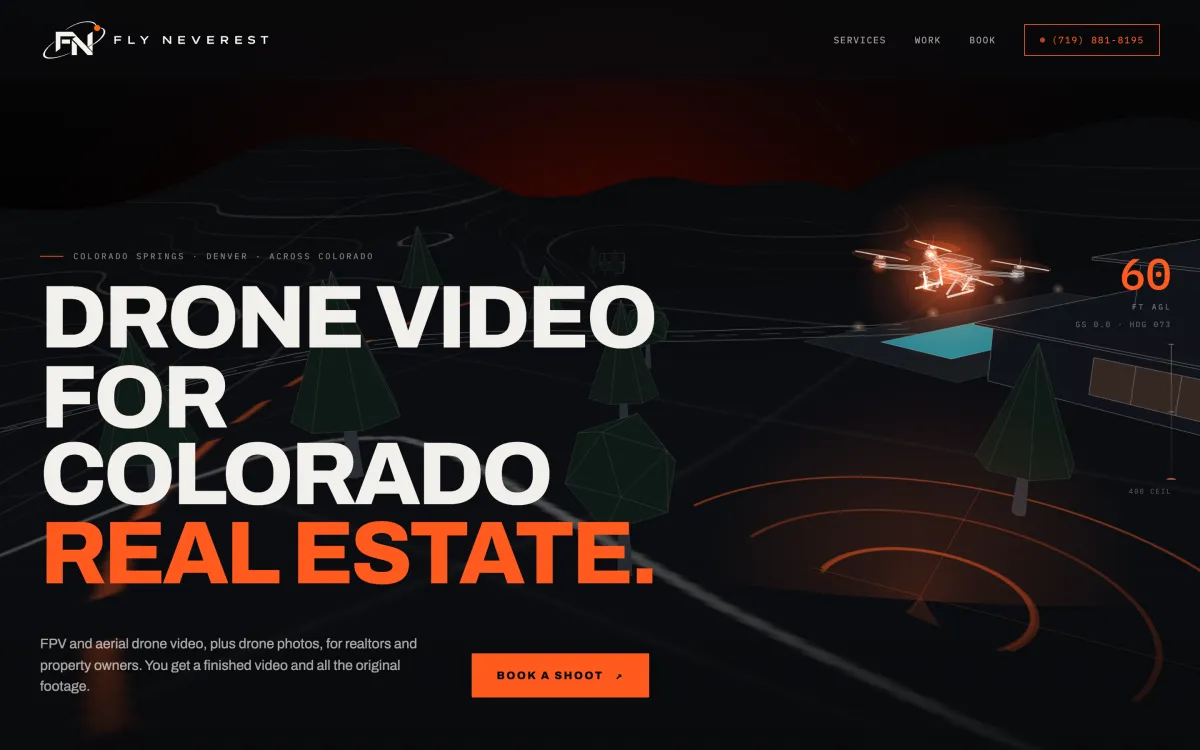 Fly Neverest — 3D Drone Studio Website screenshot